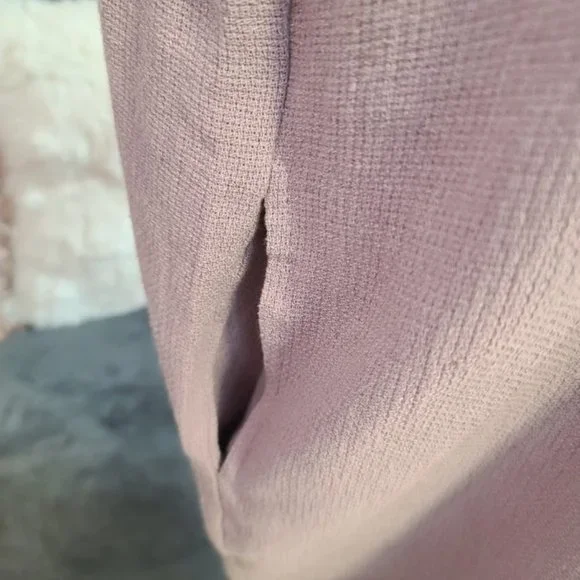 Lavender Linen Short Sleeve Dress with Pockets - Picture 5 of 6